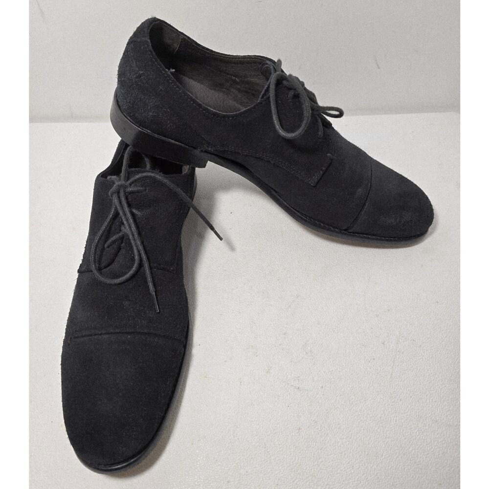 John Varvatos USA Mens Lace Up Dress Shoes Black Suede Derby SZ 10.5 M